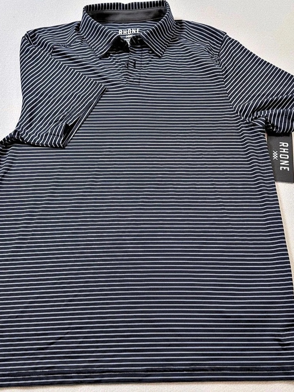 Rhone Commuter Polo Slim Fit Navy Stripe NWT Size S